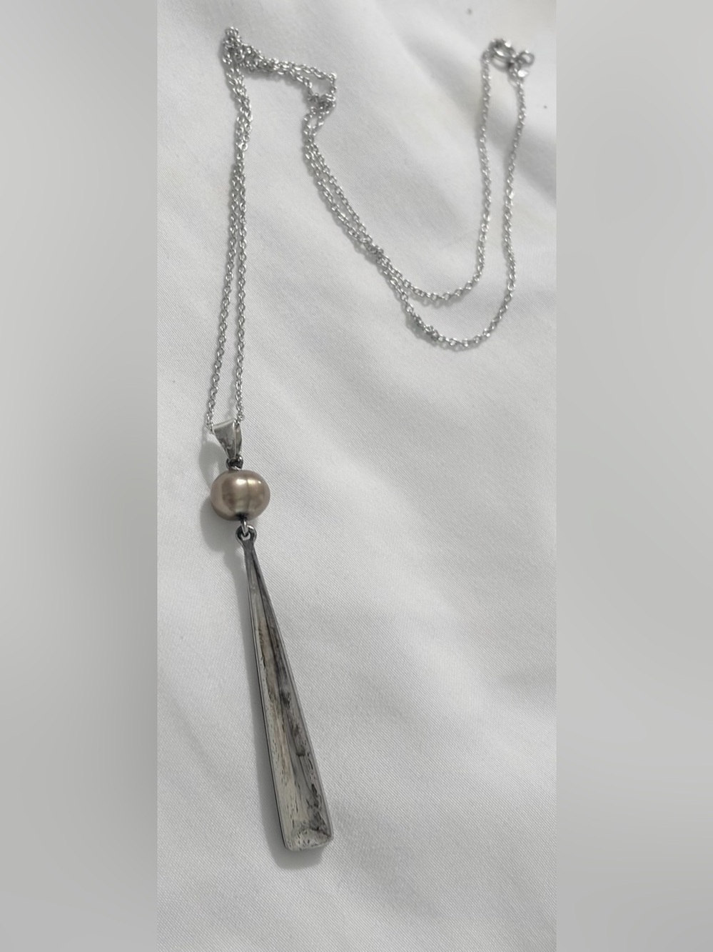 * RLM Studio Sterling Silver Pearl Accent Modern Pendant Necklace *